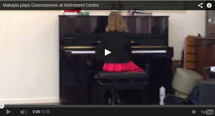 Makayla plays Greensleeves at Retirement Centre